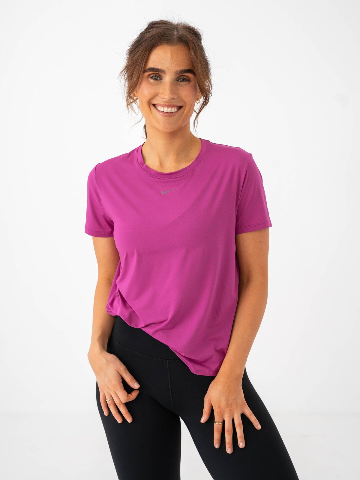 Nike One Classic Dri-Fit Short Sleeve Top Hot Fuchsia / Black