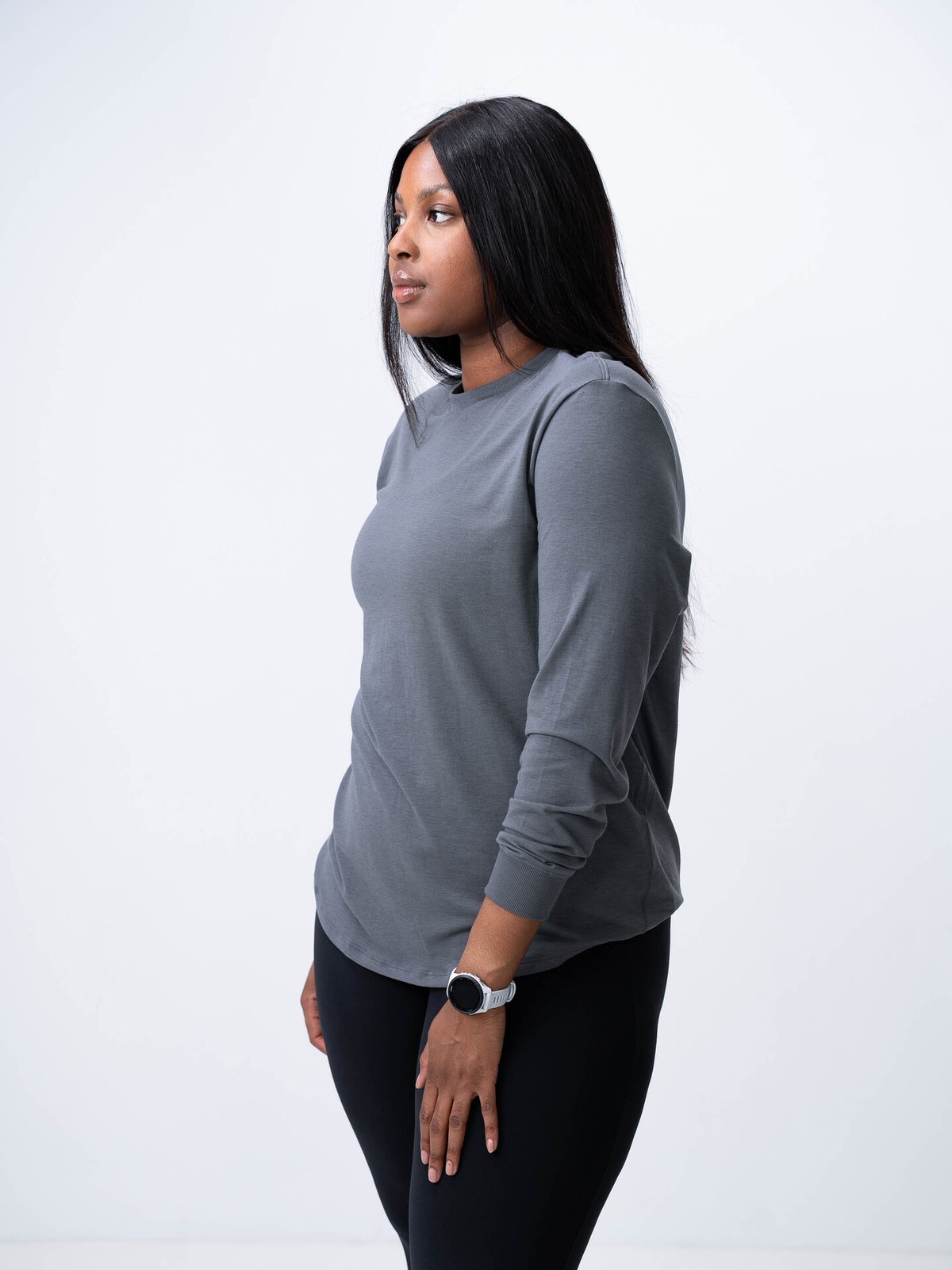 Nike One Relaxed Dri-Fit Long Sleeve Iron Grey / Black