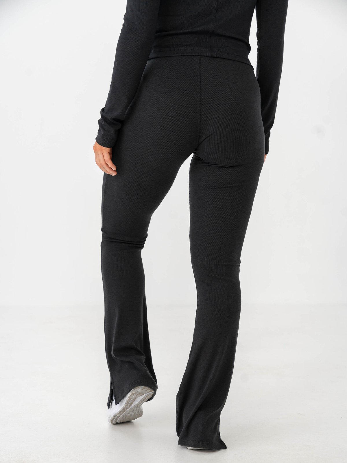 Nike Sportswear Chill Knit Mini-Rib Mid-Rise Flared Tights Black / Sail