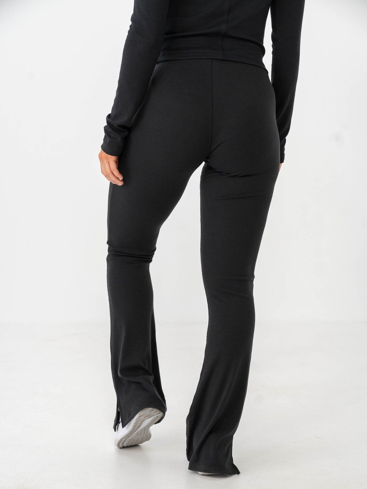 Nike Sportswear Chill Knit Mini-Rib Mid-Rise Flared Tights Black / Sail