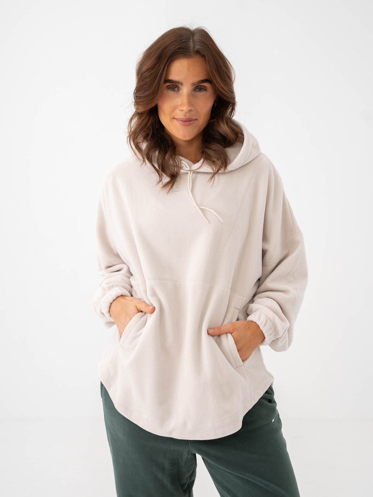 Nike One Therma-Fit Polar Pullover Hoodie Light Orewood Brown / White