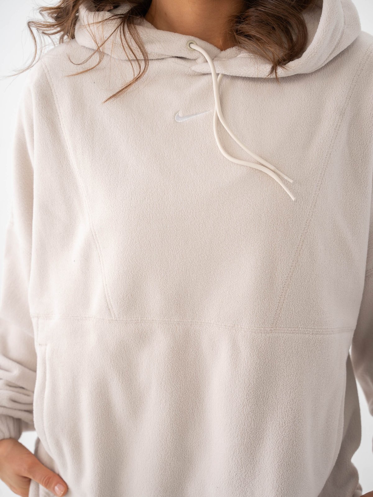 Nike One Therma-Fit Polar Pullover Hoodie Light Orewood Brown / White