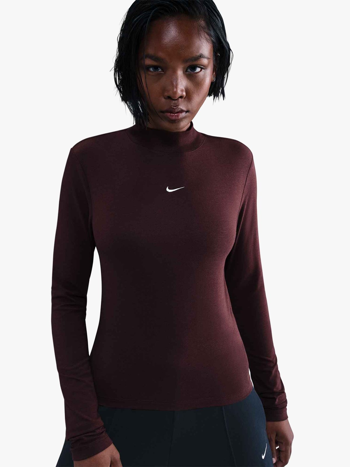 Nike Sportswear Chill Knit Slim Long Sleeve Mock-Neck Burgundy Crush/Sail