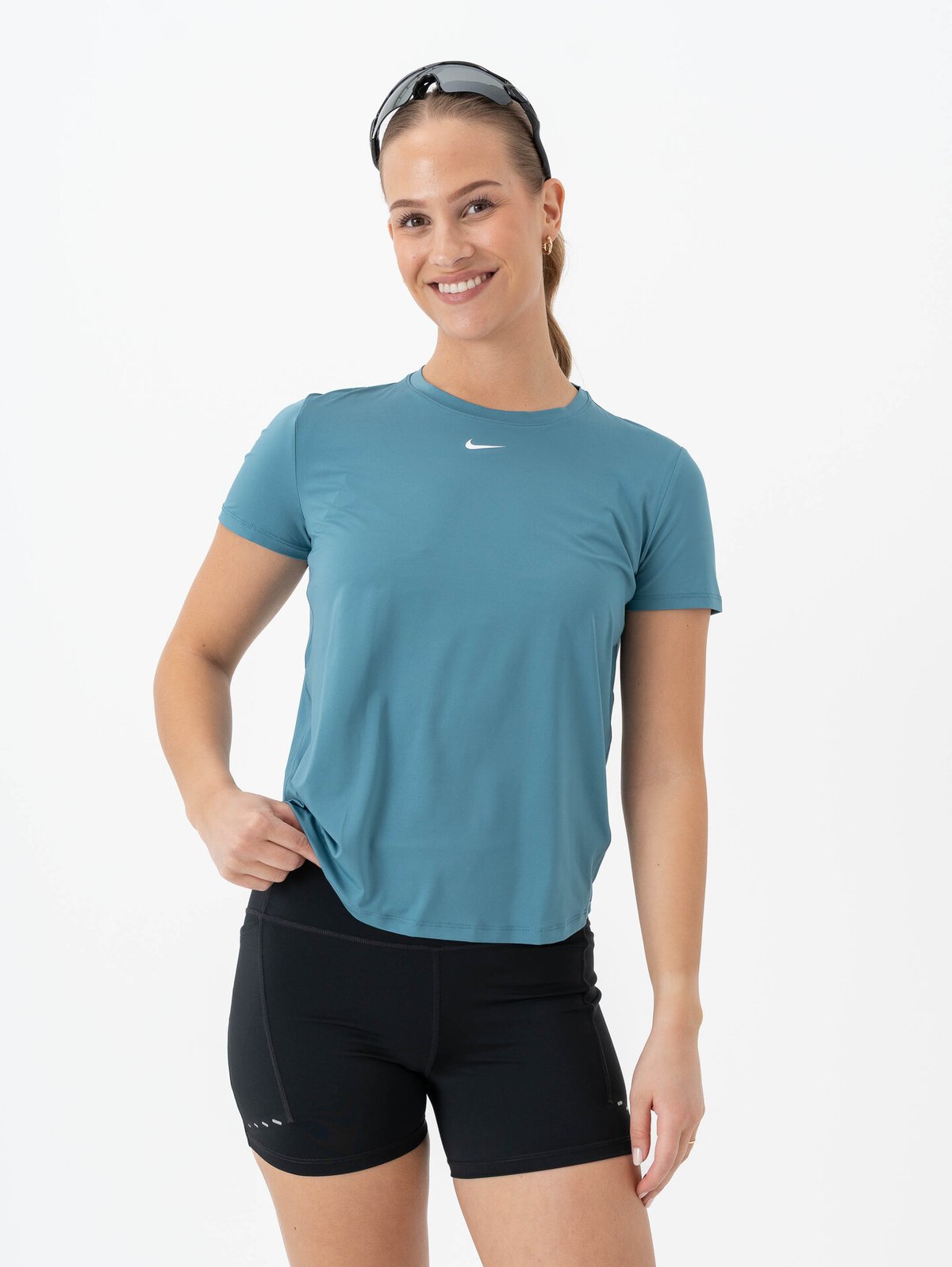 Nike One Classic Dri-Fit Short Sleeve Top Smokey Blue / White