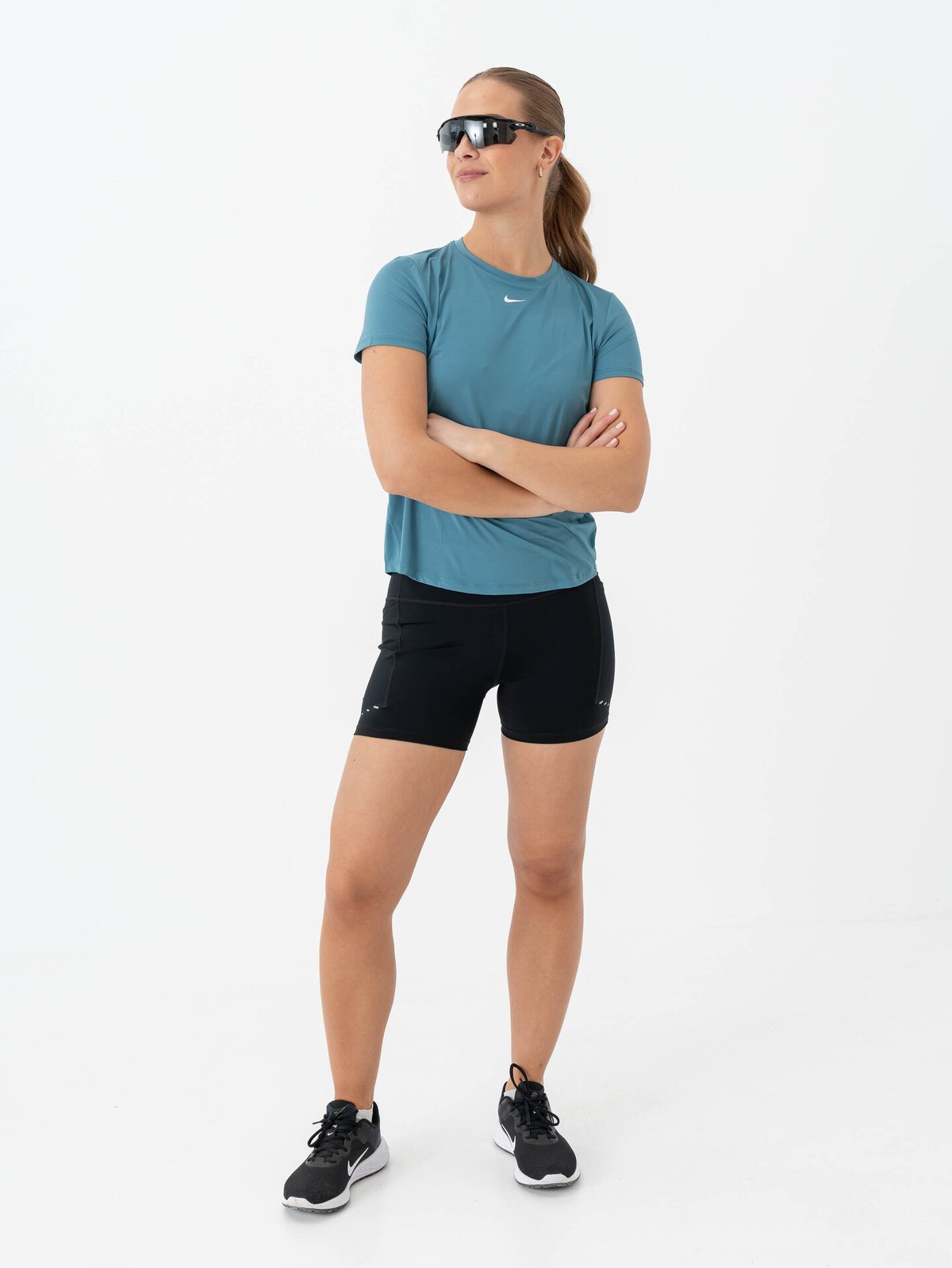 Nike One Classic Dri-Fit Short Sleeve Top Smokey Blue / White