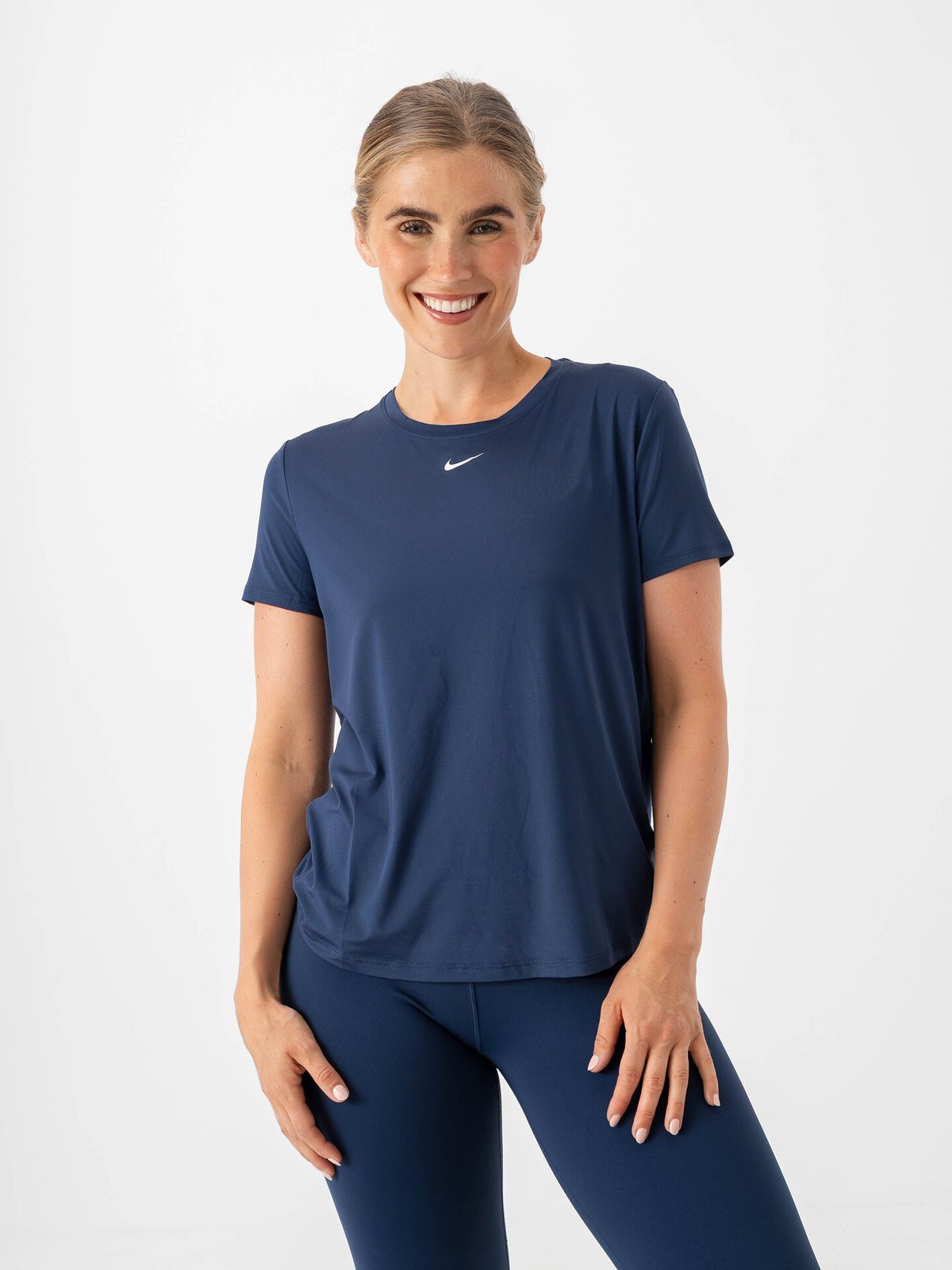 Nike One Classic Dri-Fit Short Sleeve Top MIDNIGHT NAVY/WHITE
