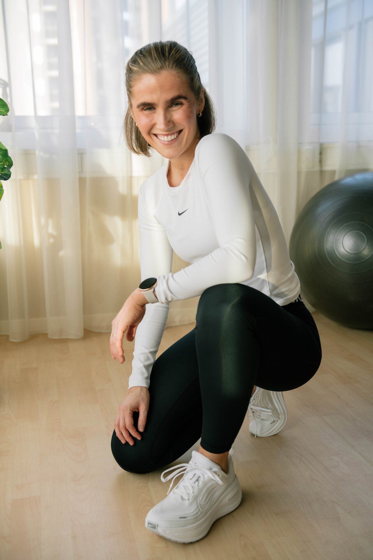 Nike One Fitted Dri-Fit Long Sleeve Top White / Black