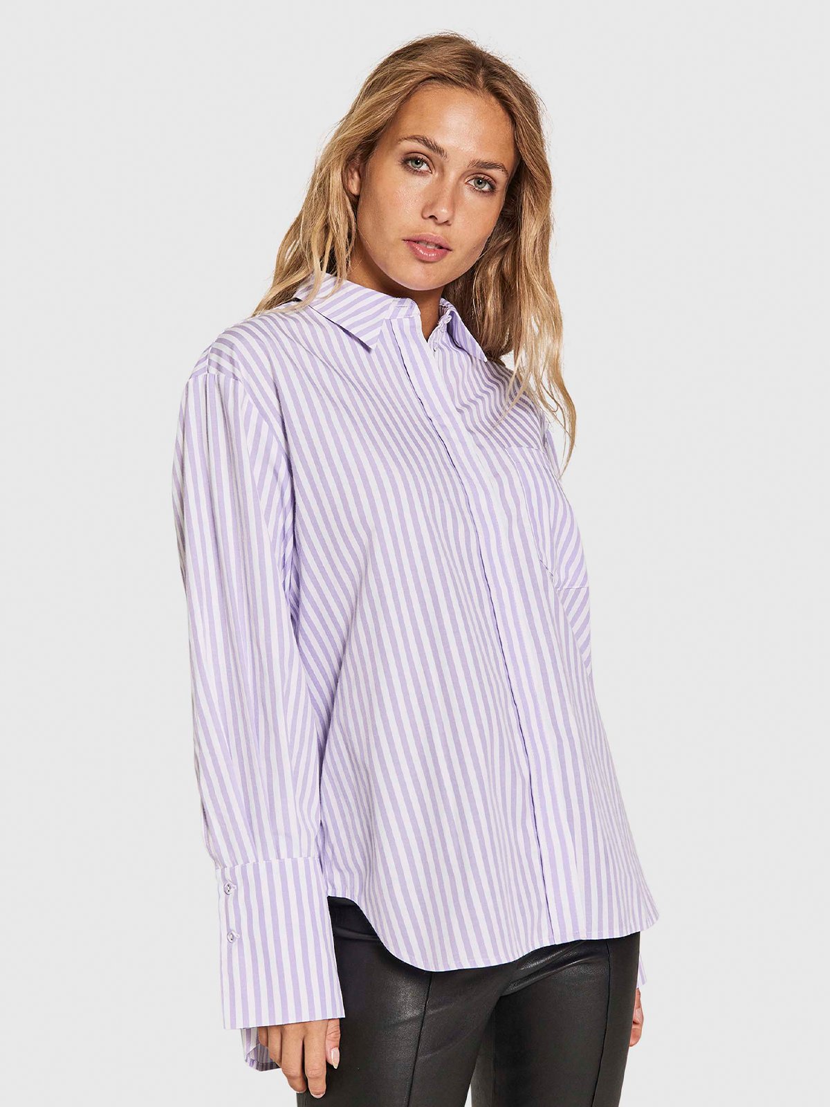 NORR Helen Shirt Lilac Stripe