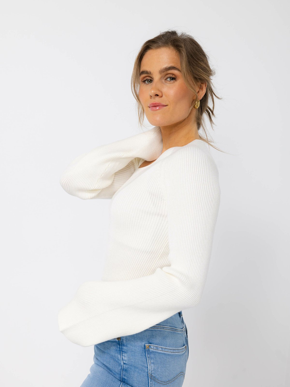 NORR Sherry Wide Sleeve Knit Top Off-White