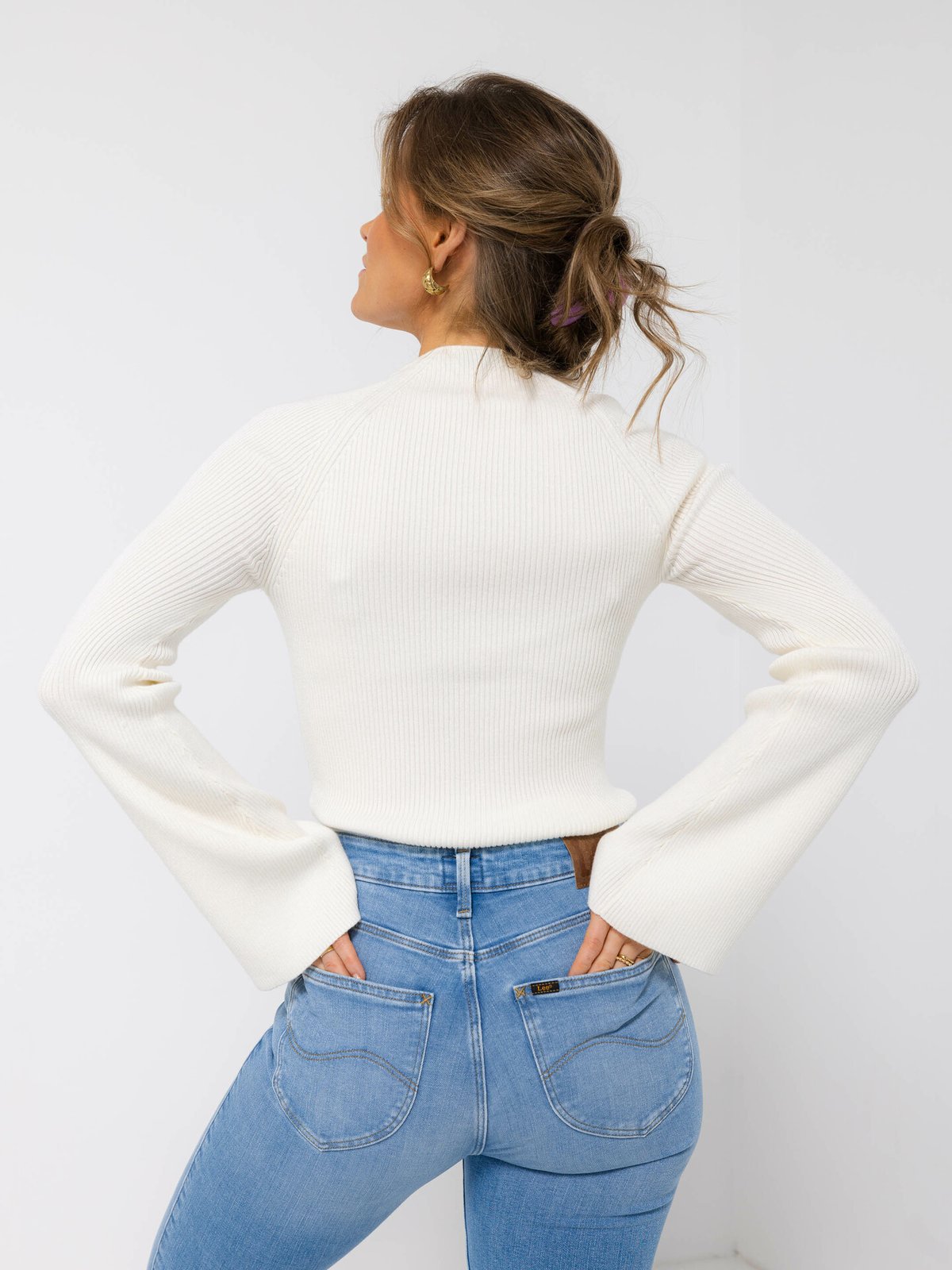 NORR Sherry Wide Sleeve Knit Top Off-White