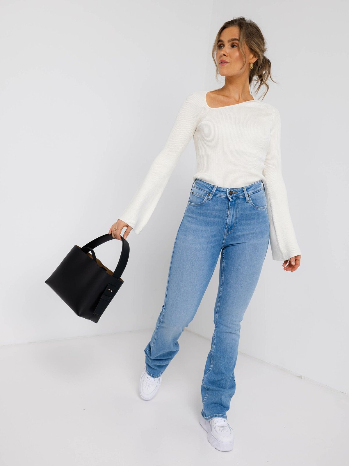 NORR Sherry Wide Sleeve Knit Top Off-White