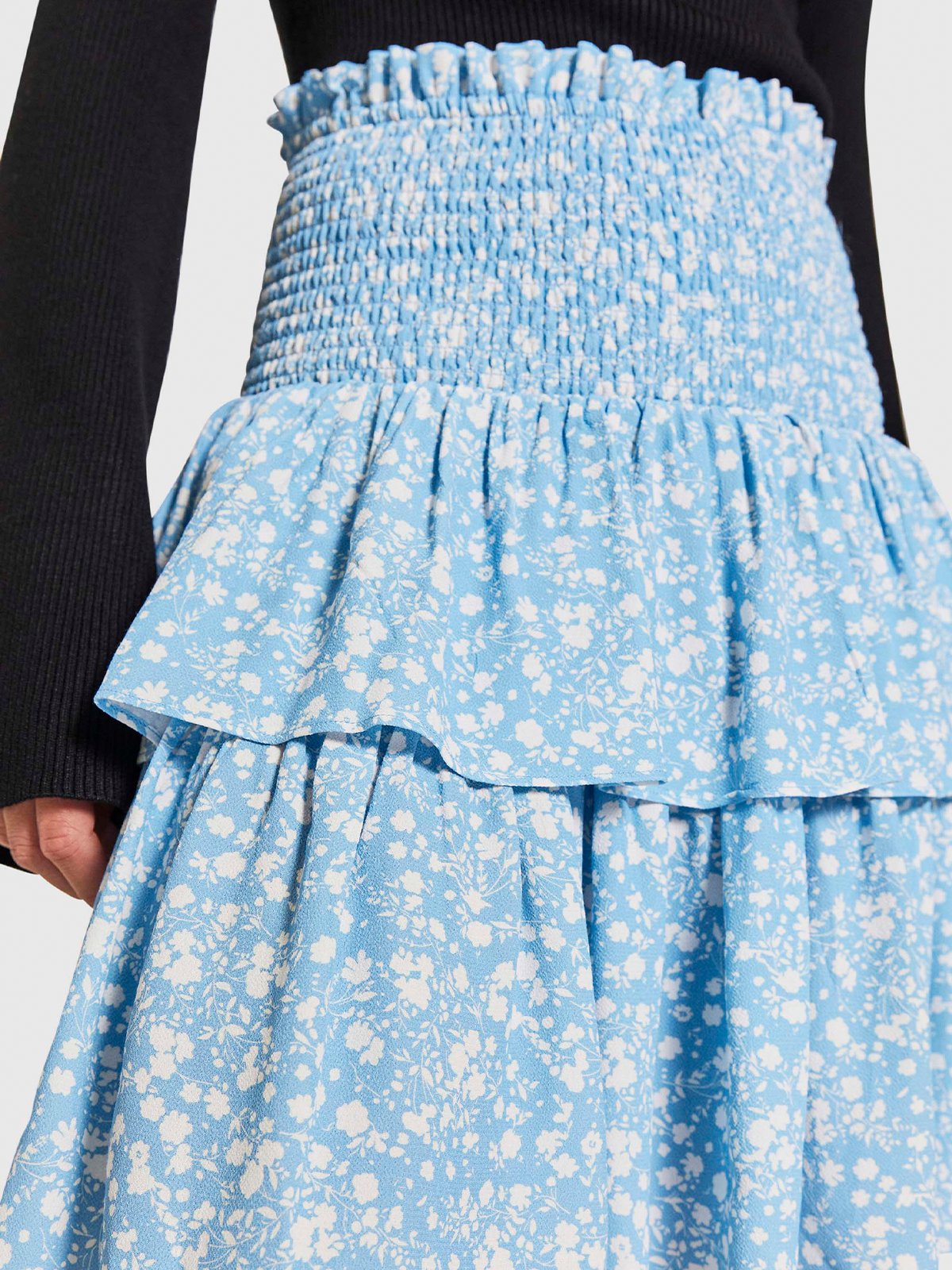 NORR Bomba Smock Skirt Blue with White Flower Print