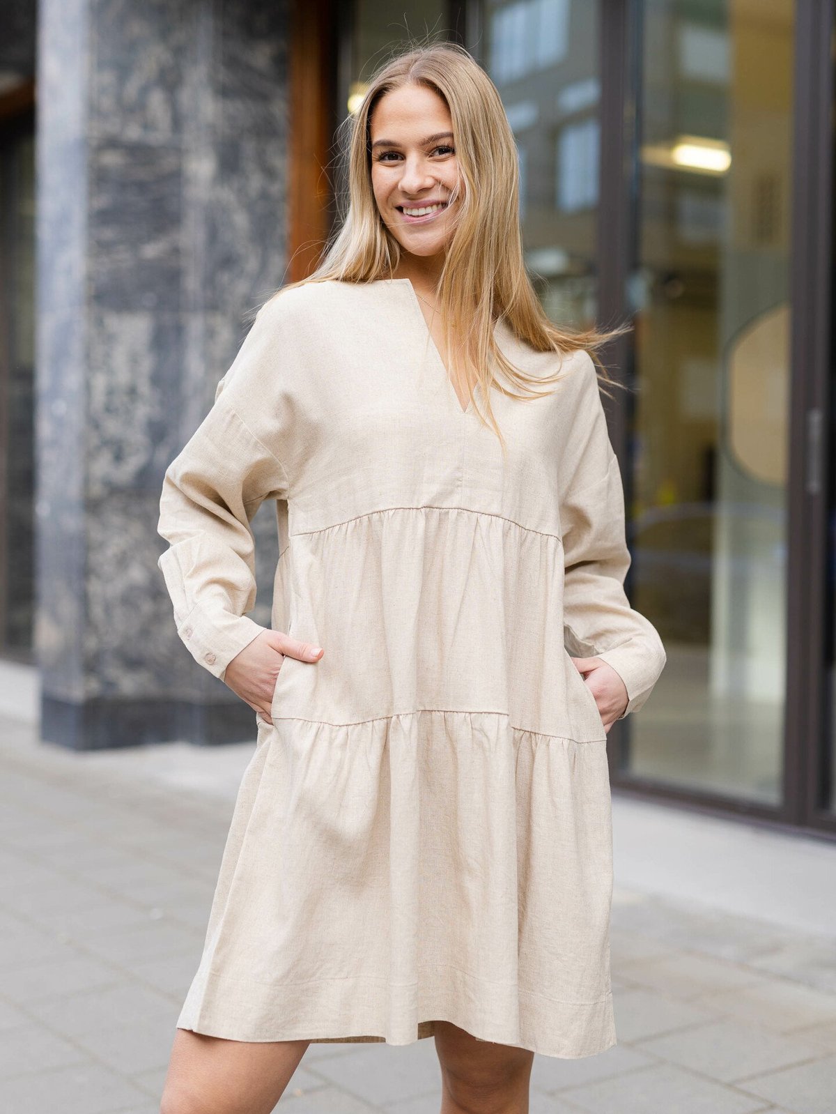 NORR Esma Bomba Short Dress Beige