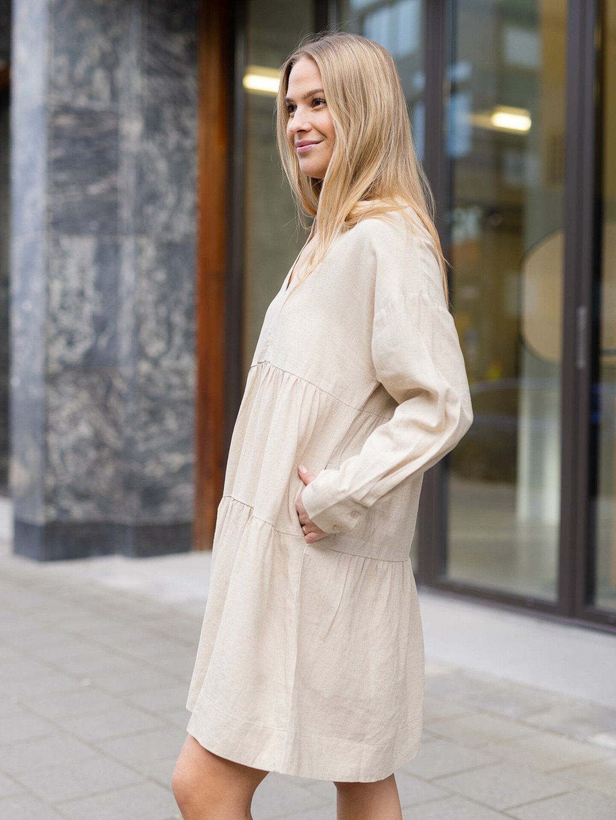 NORR Esma Bomba Short Dress Beige