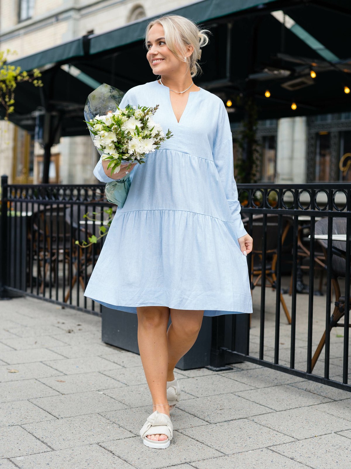 NORR Esma Bomba Short Dress Light Blue