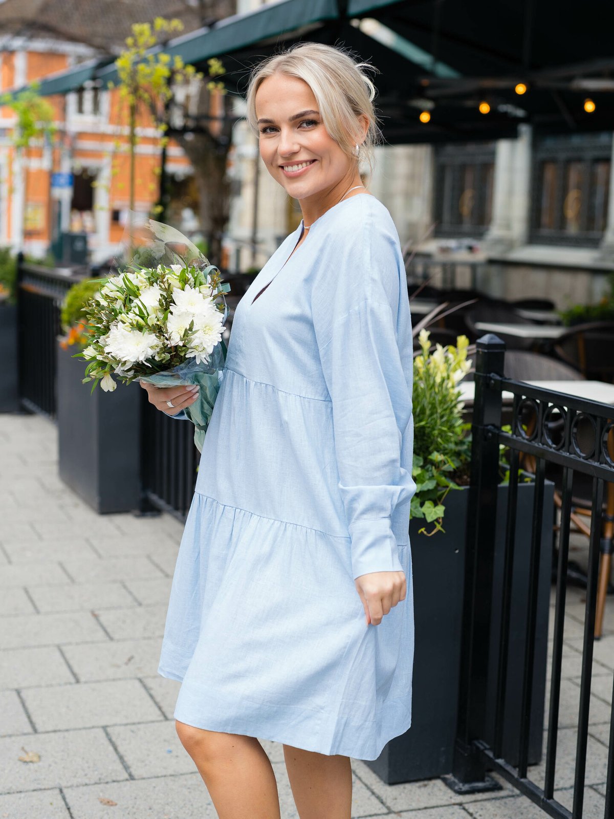 NORR Esma Bomba Short Dress Light Blue