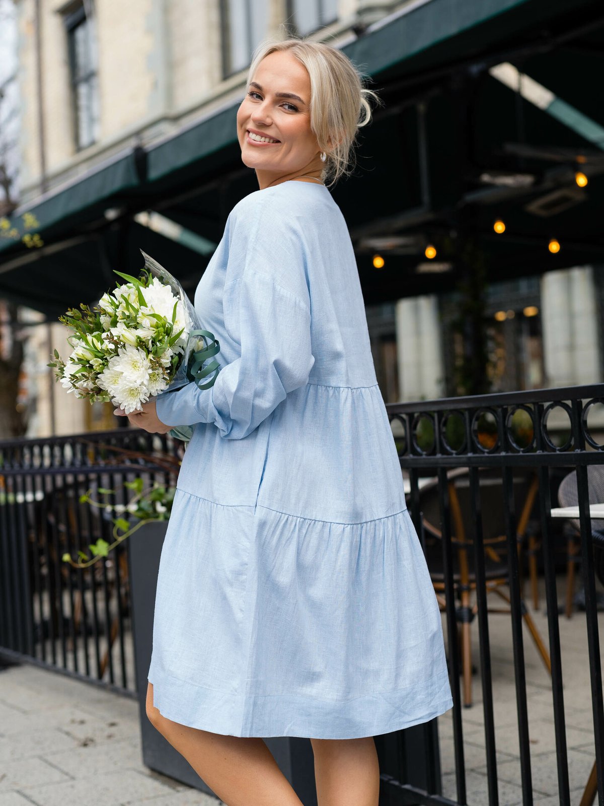 NORR Esma Bomba Short Dress Light Blue