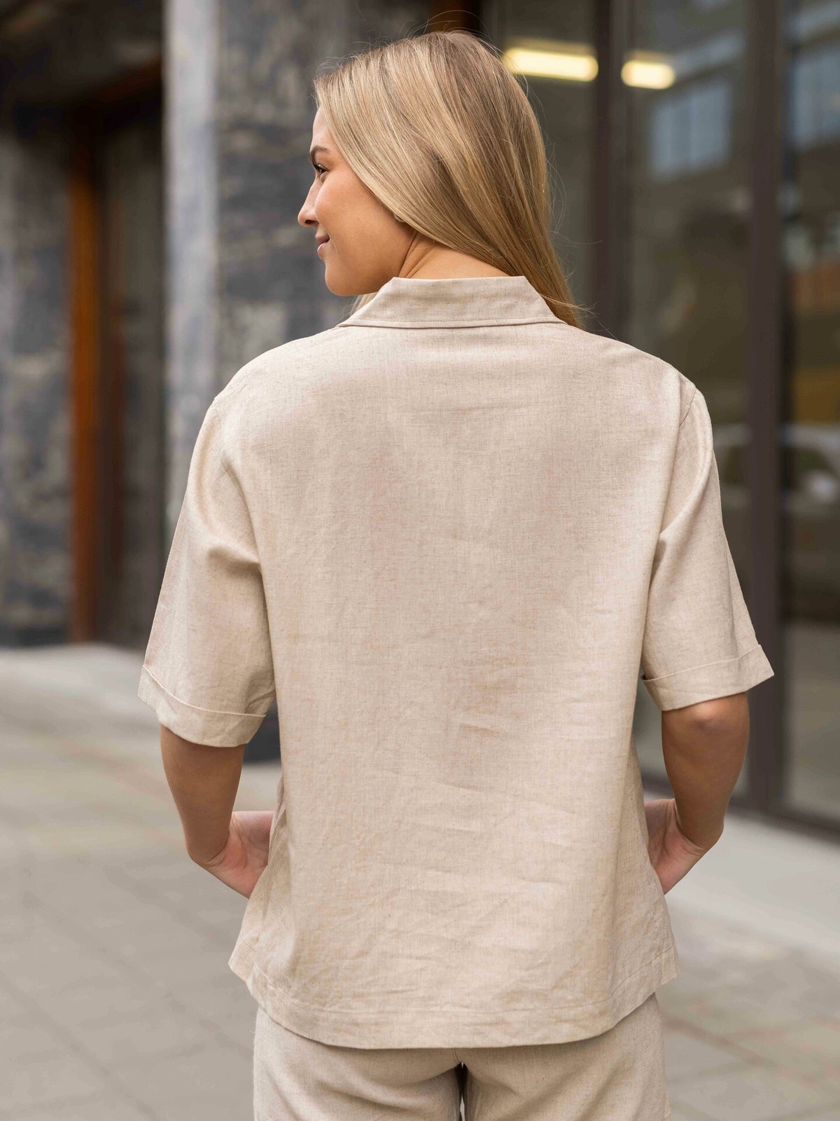 NORR Esma Short Sleeve Shirt Beige