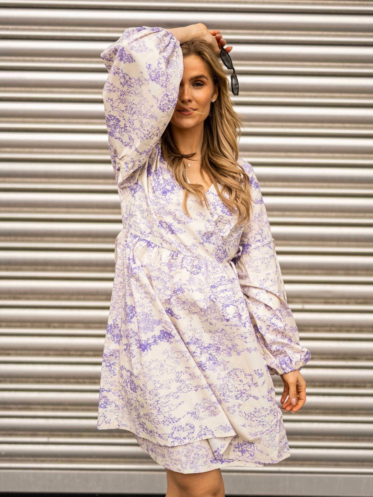 NORR Wishfull Wrap Dress Lavender Print