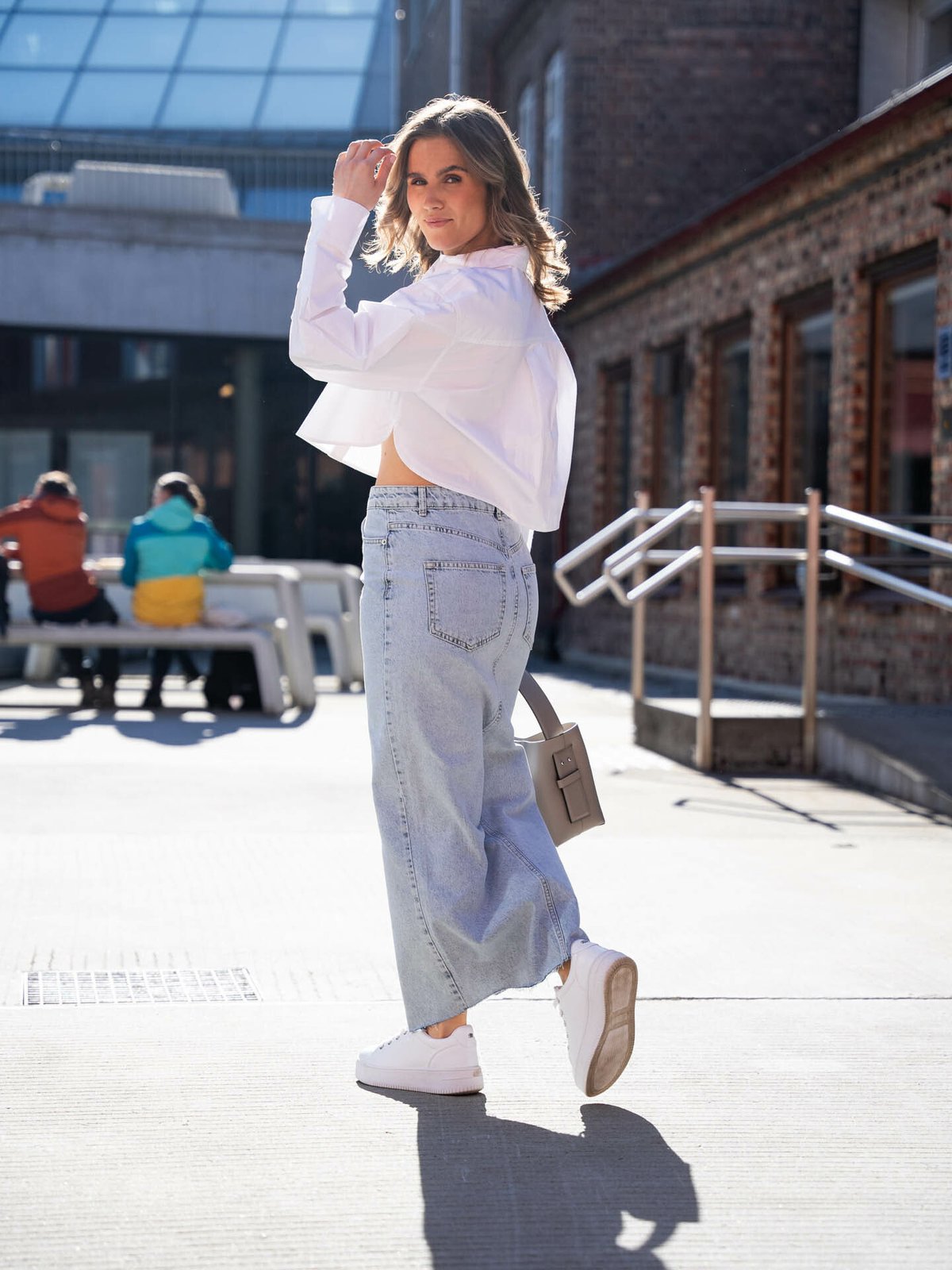 NORR Ninni Maxi Denim Skirt BLUE LIGHT WASH