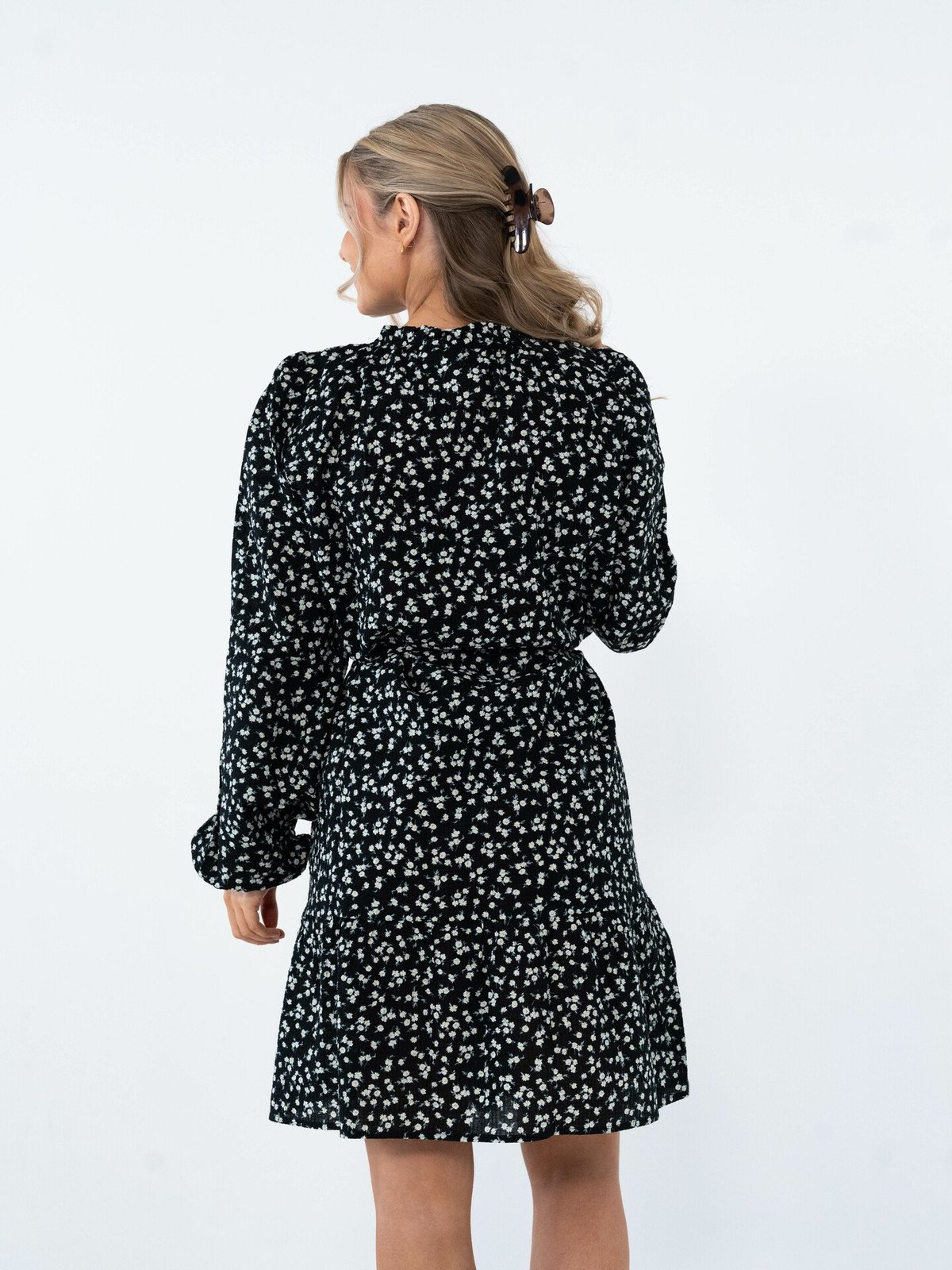NORR Opal Seersucker Dress Black Flower