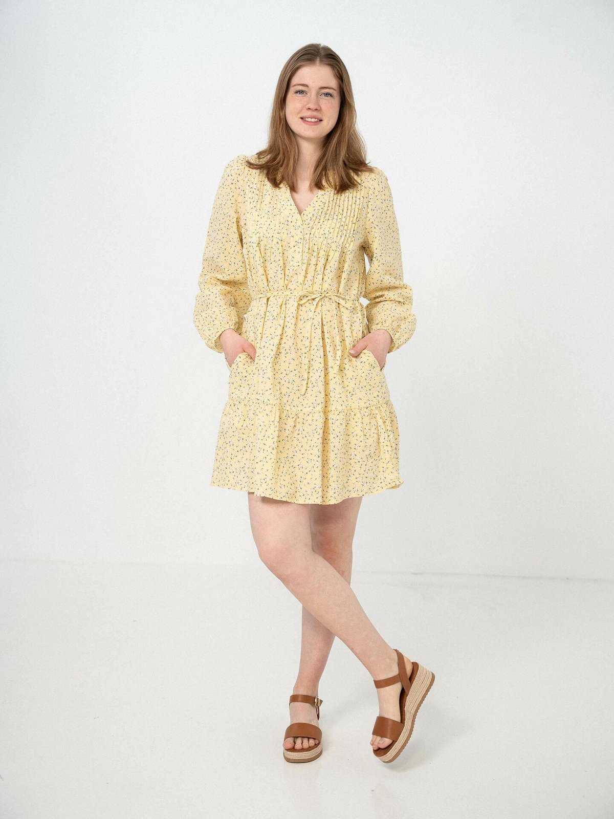 NORR Opal Seersucker Dress Light Yellow Flower