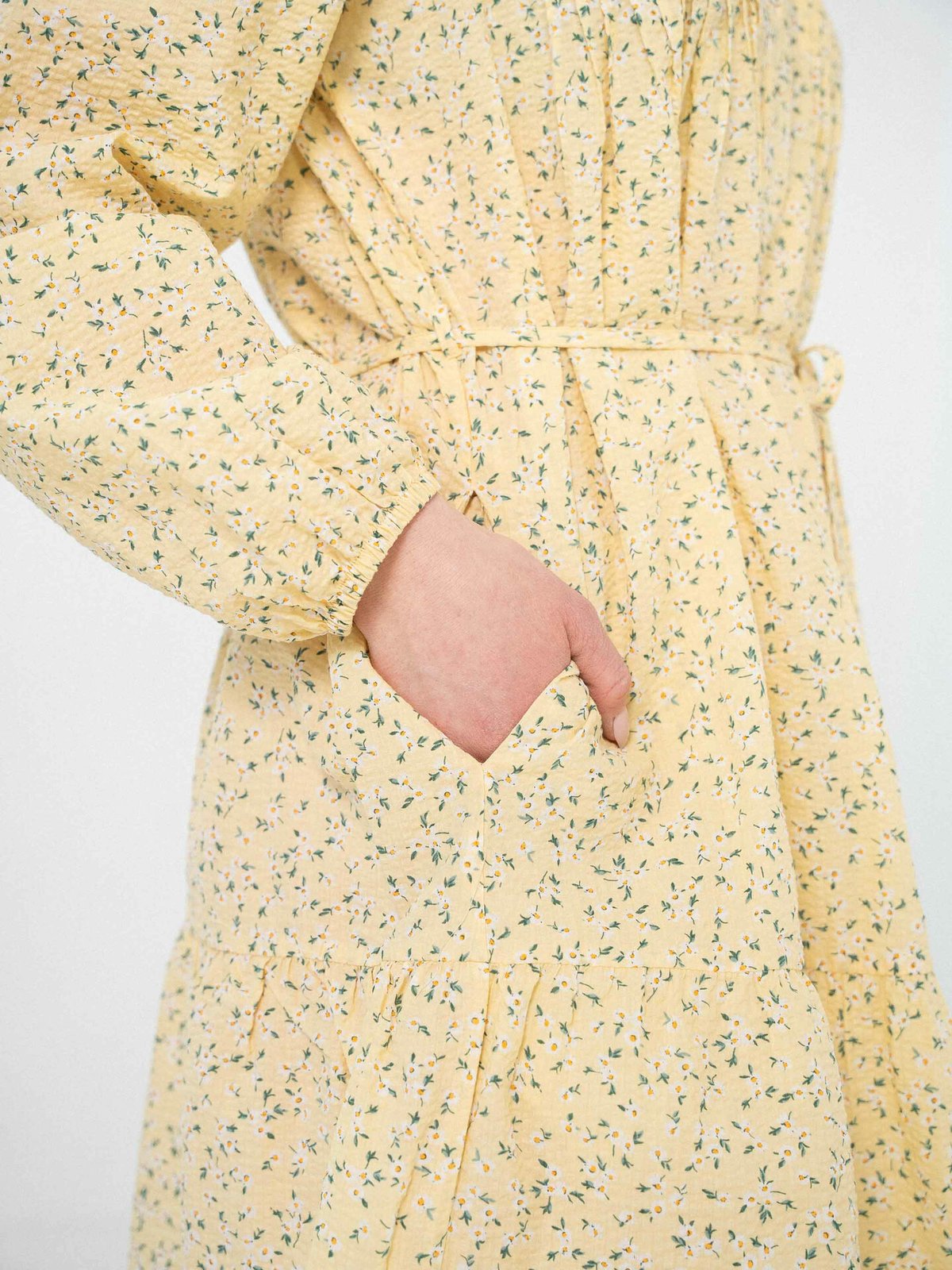 NORR Opal Seersucker Dress Light Yellow Flower