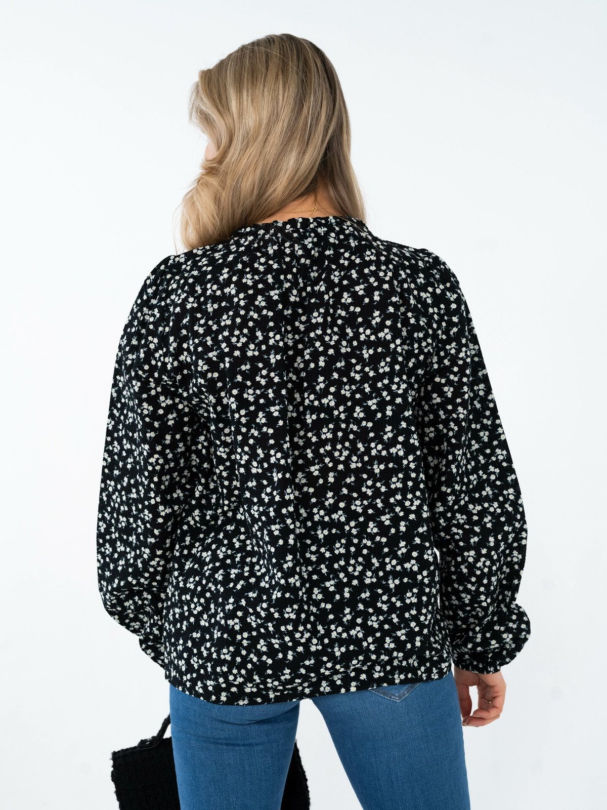 NORR Opal Seersucker Top Black Flower