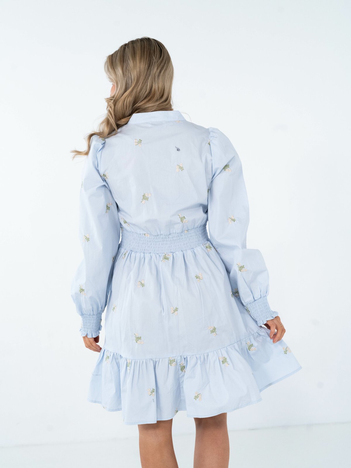 NORR Miluna Embroidery Dress Light Blue