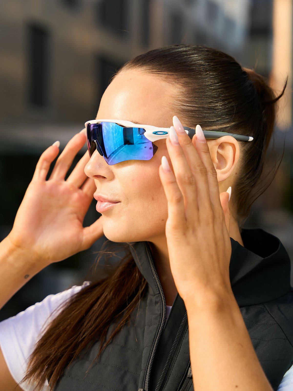 Oakley Radar Ev Path Polished White / Brilleglassfarge: Prizm Sapphire / Lysgjennomslipp: 12%