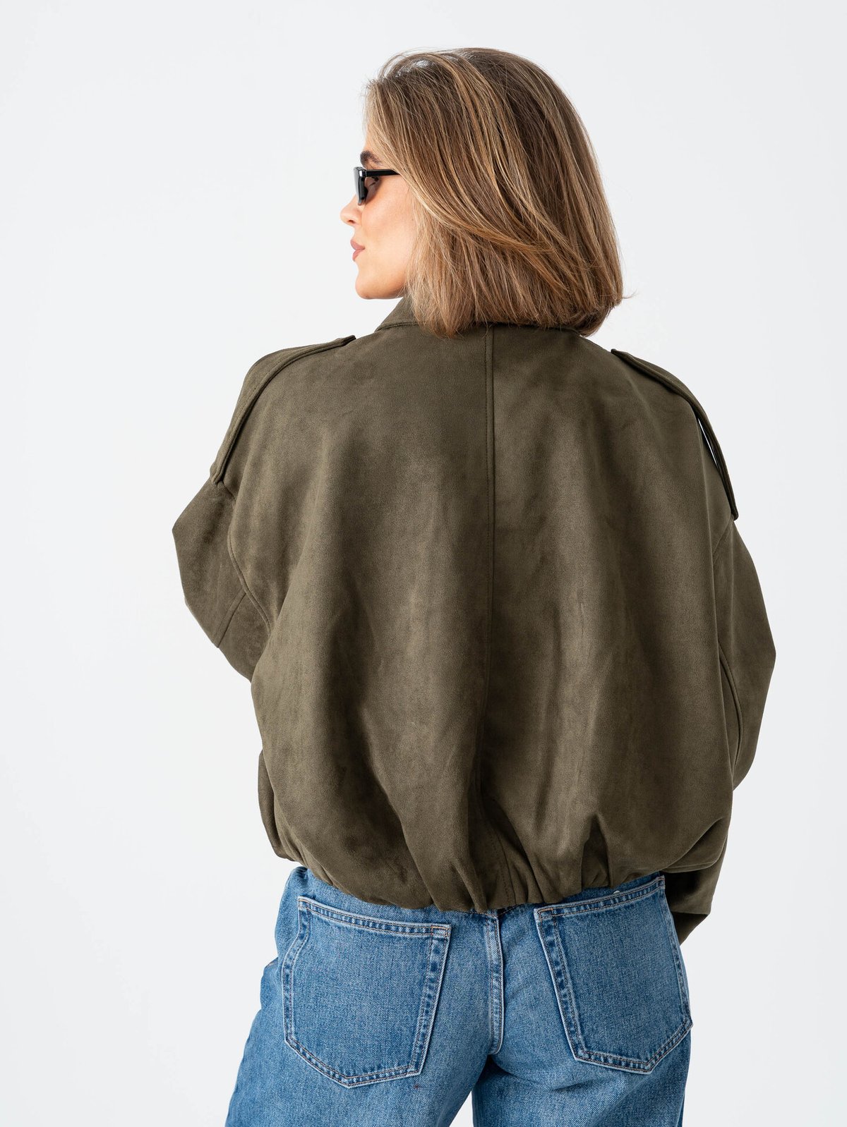Only Moon-Stina Faux Suede Bomber Grape Leaf
