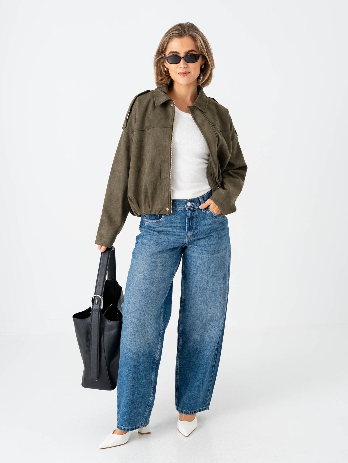 Only Moon-Stina Faux Suede Bomber Grape Leaf