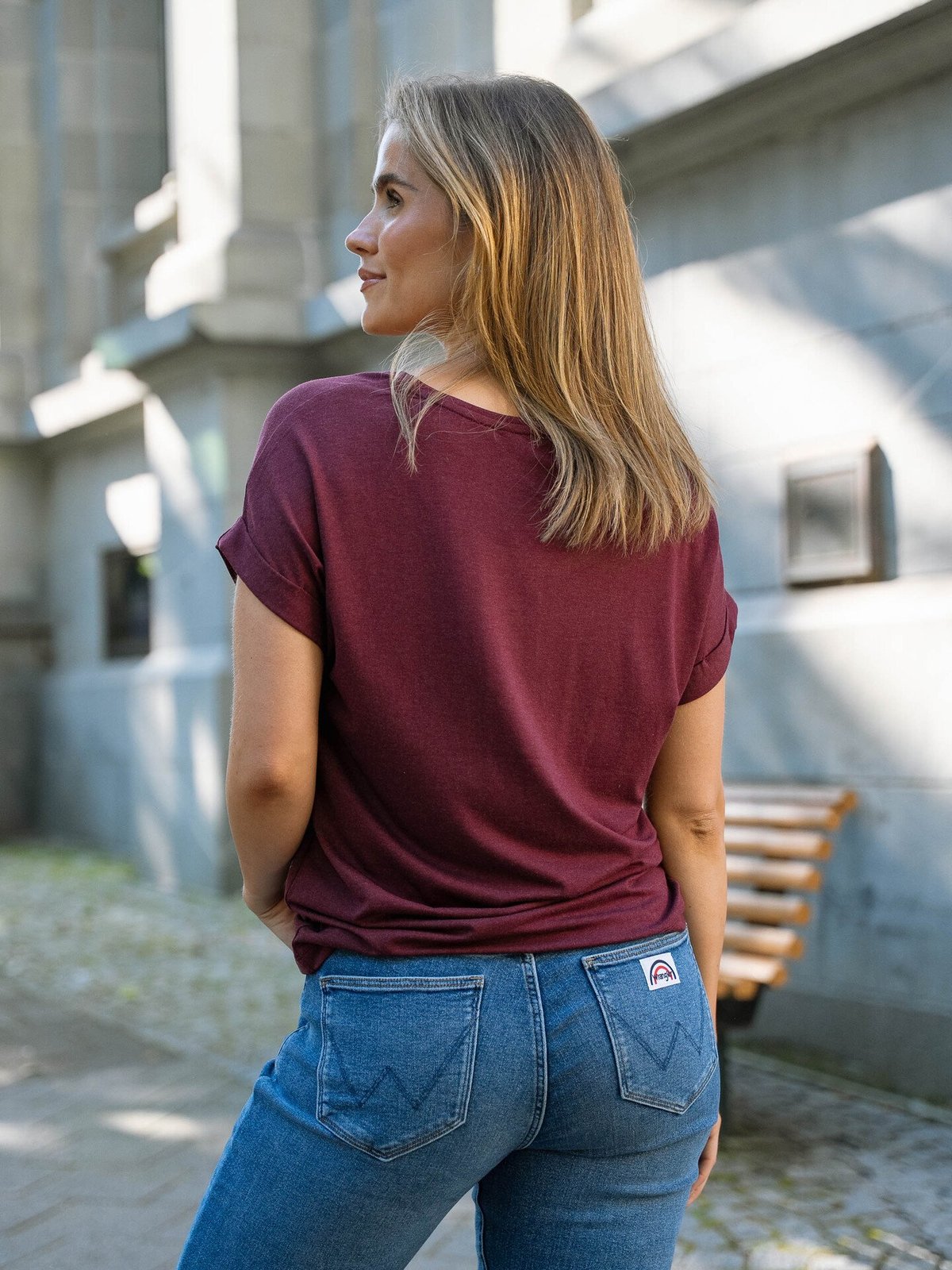 Only Moster Short Sleeve O-Neck Top Burgundy