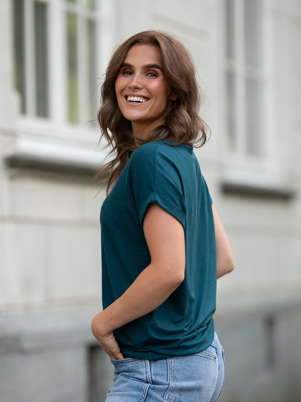 Only Moster Short Sleeve O-Neck Top Deep Teal