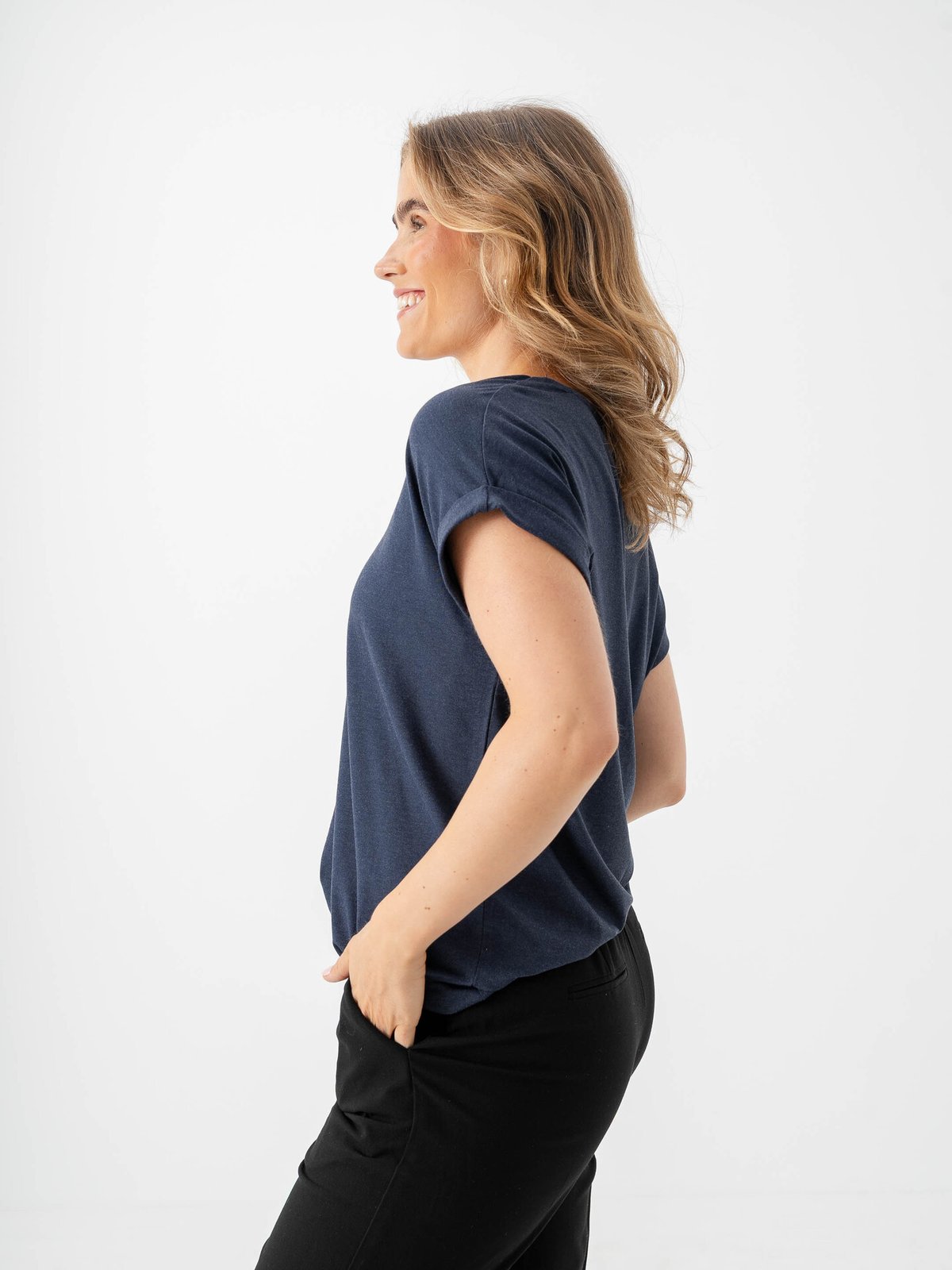 Only Moster Short Sleeve O-Neck Top Navy Blazer