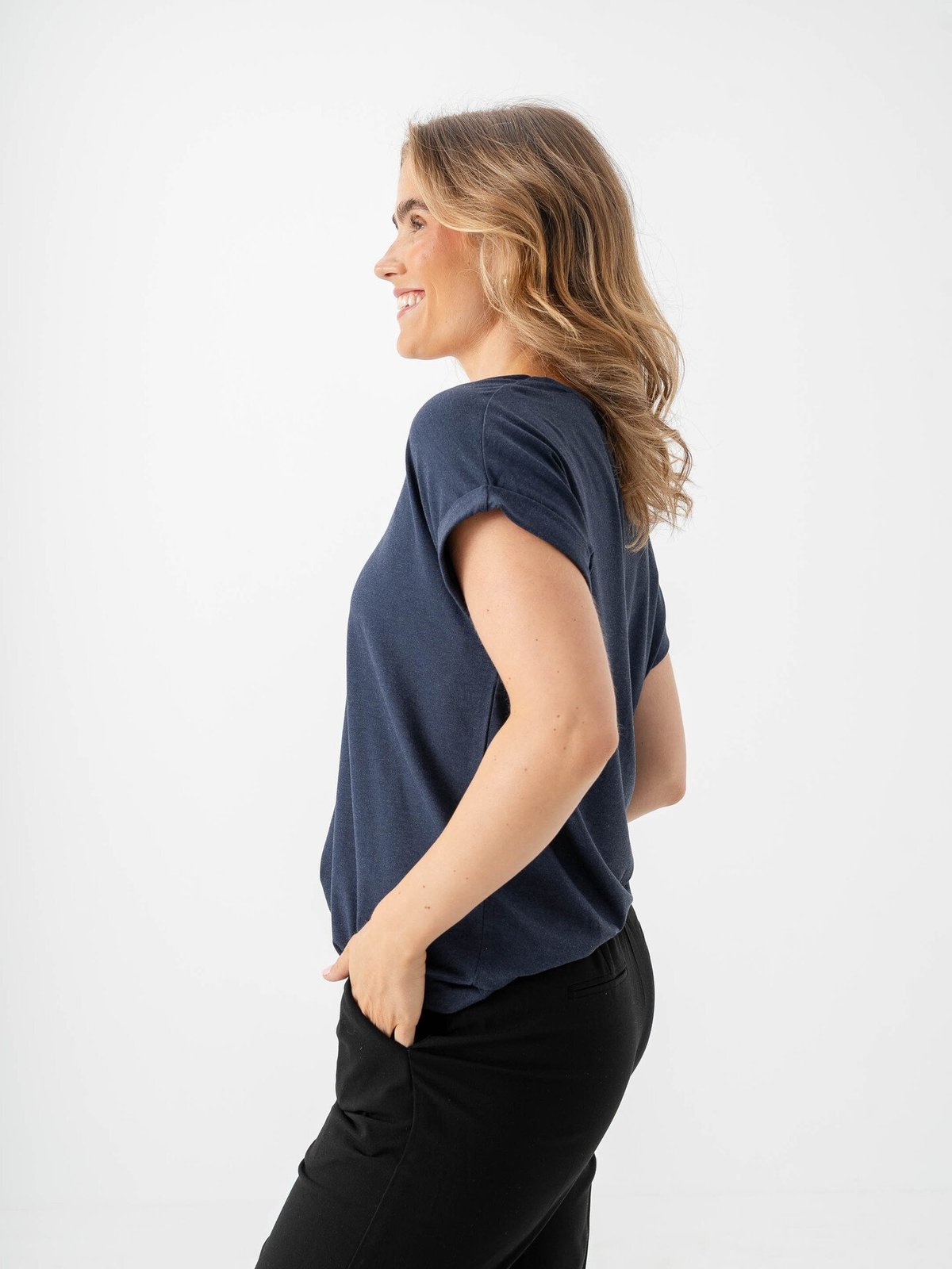 Only Moster Short Sleeve O-Neck Top Navy Blazer