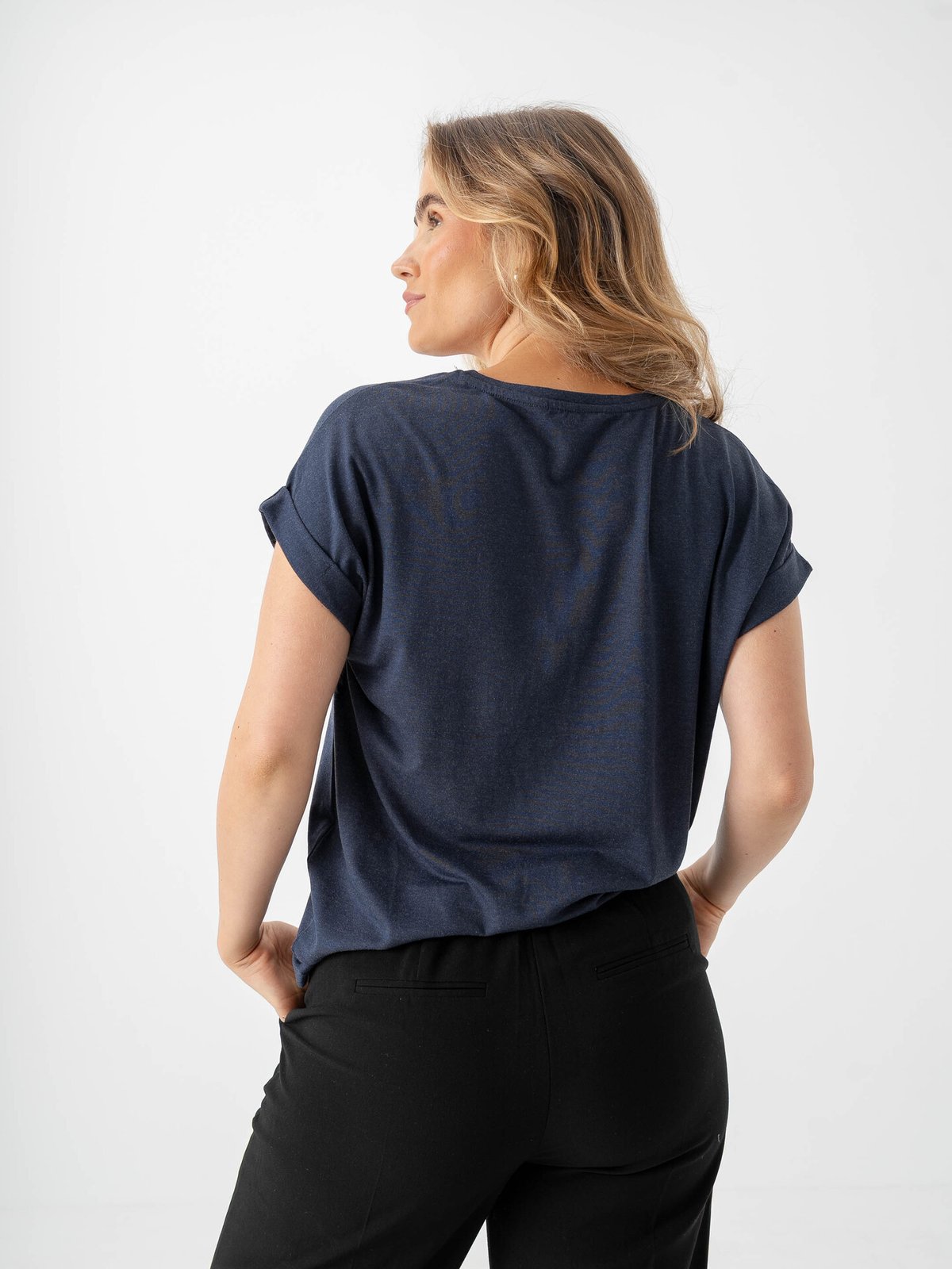 Only Moster Short Sleeve O-Neck Top Navy Blazer