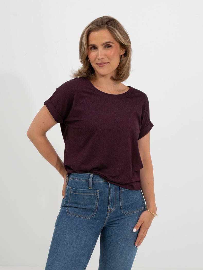 Only Moster Short Sleeve O-Neck Top Winetasting