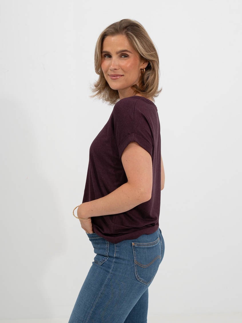 Only Moster Short Sleeve O-Neck Top Winetasting