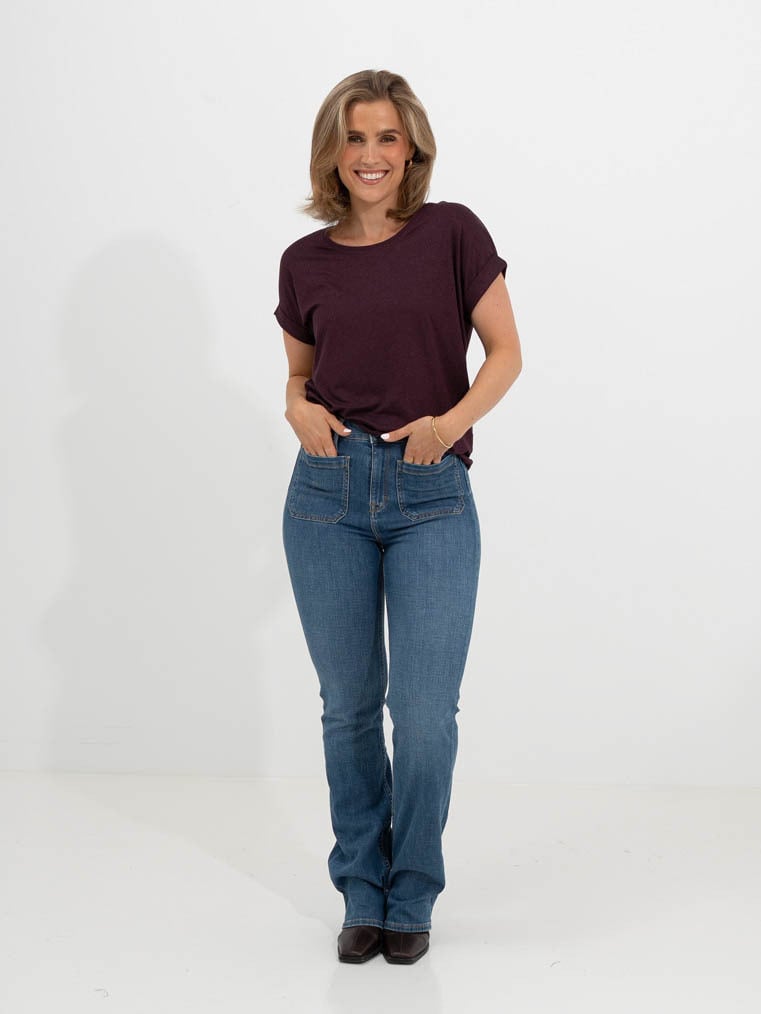 Only Moster Short Sleeve O-Neck Top Winetasting