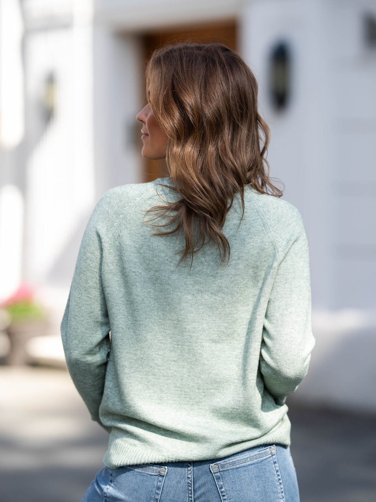 Only Lesly Kings Long Sleeve Pullover Knit Basil