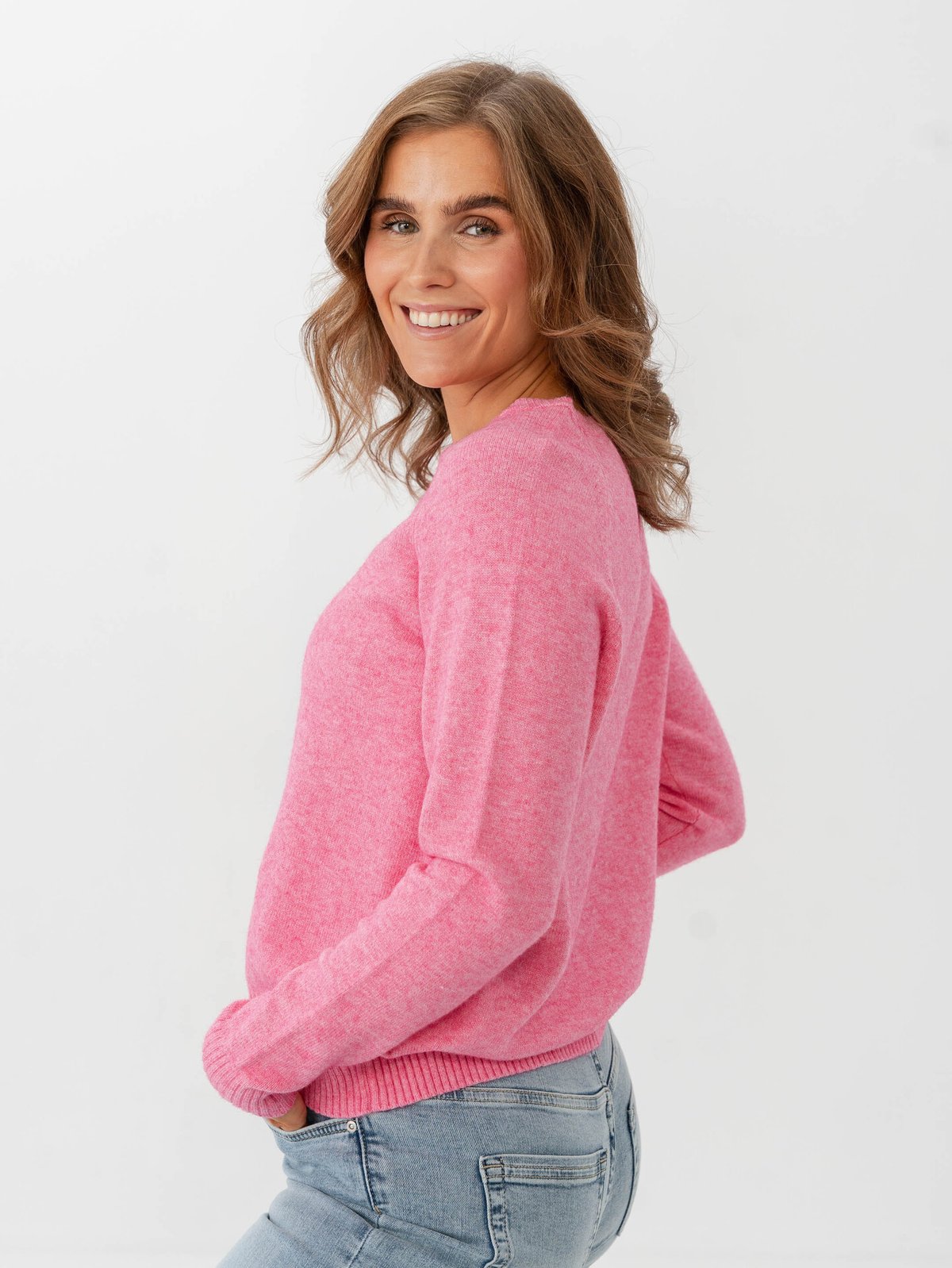 Only Lesly Kings Long Sleeve Pullover Knit Carmine Rose