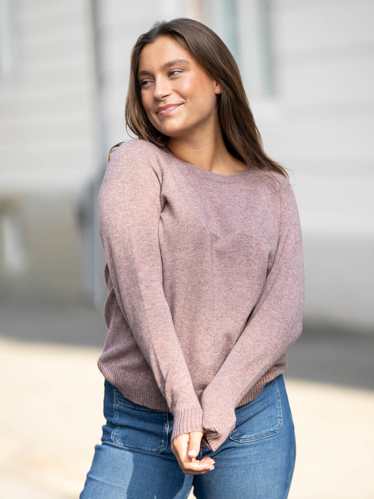 Only Lesly Kings Long Sleeve Pullover Knit Rose Brown