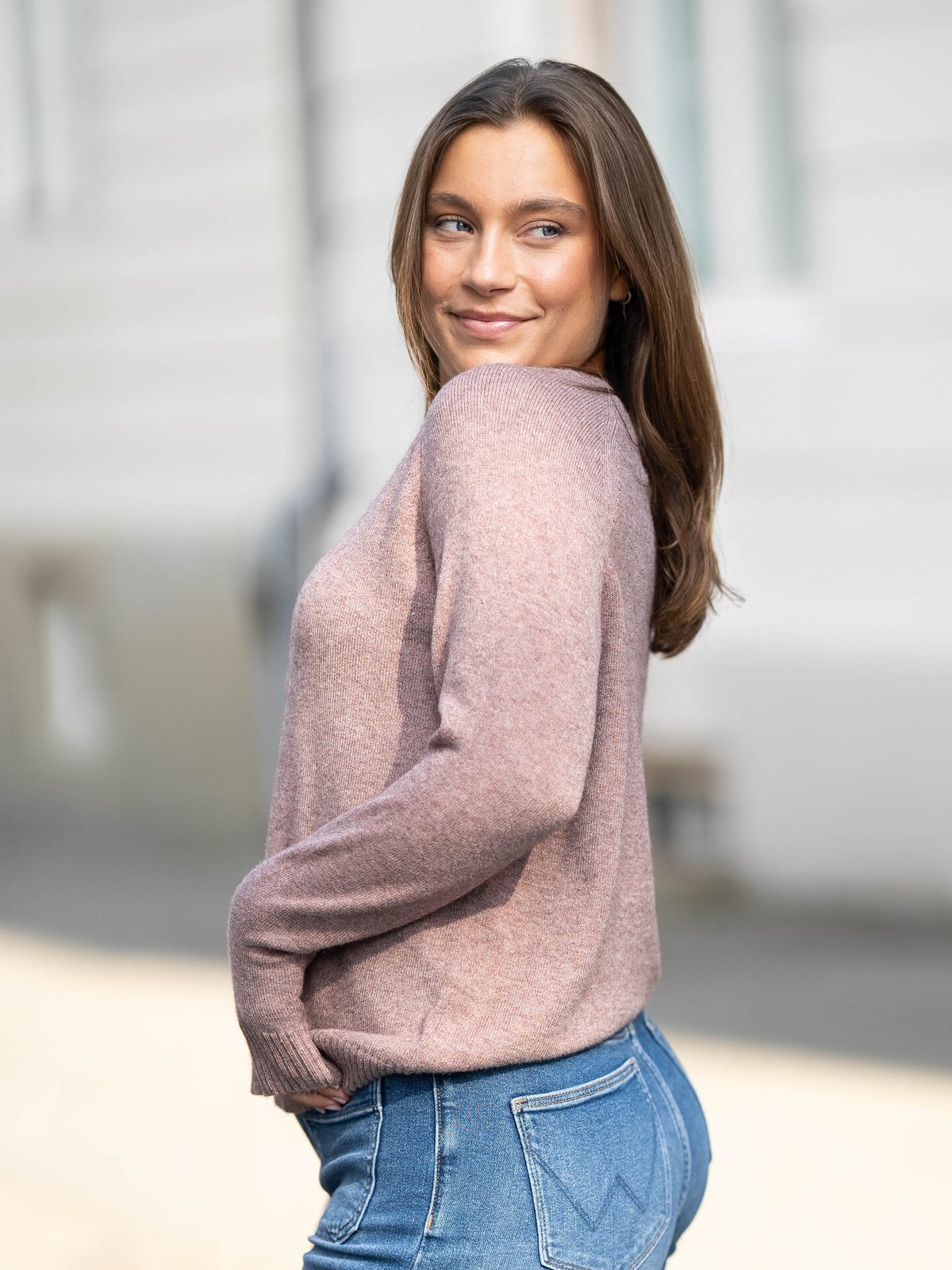 Only Lesly Kings Long Sleeve Pullover Knit Rose Brown