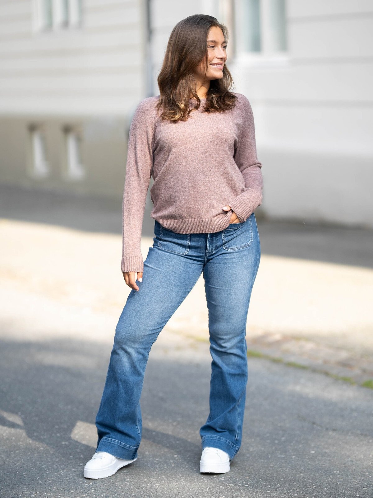 Only Lesly Kings Long Sleeve Pullover Knit Rose Brown