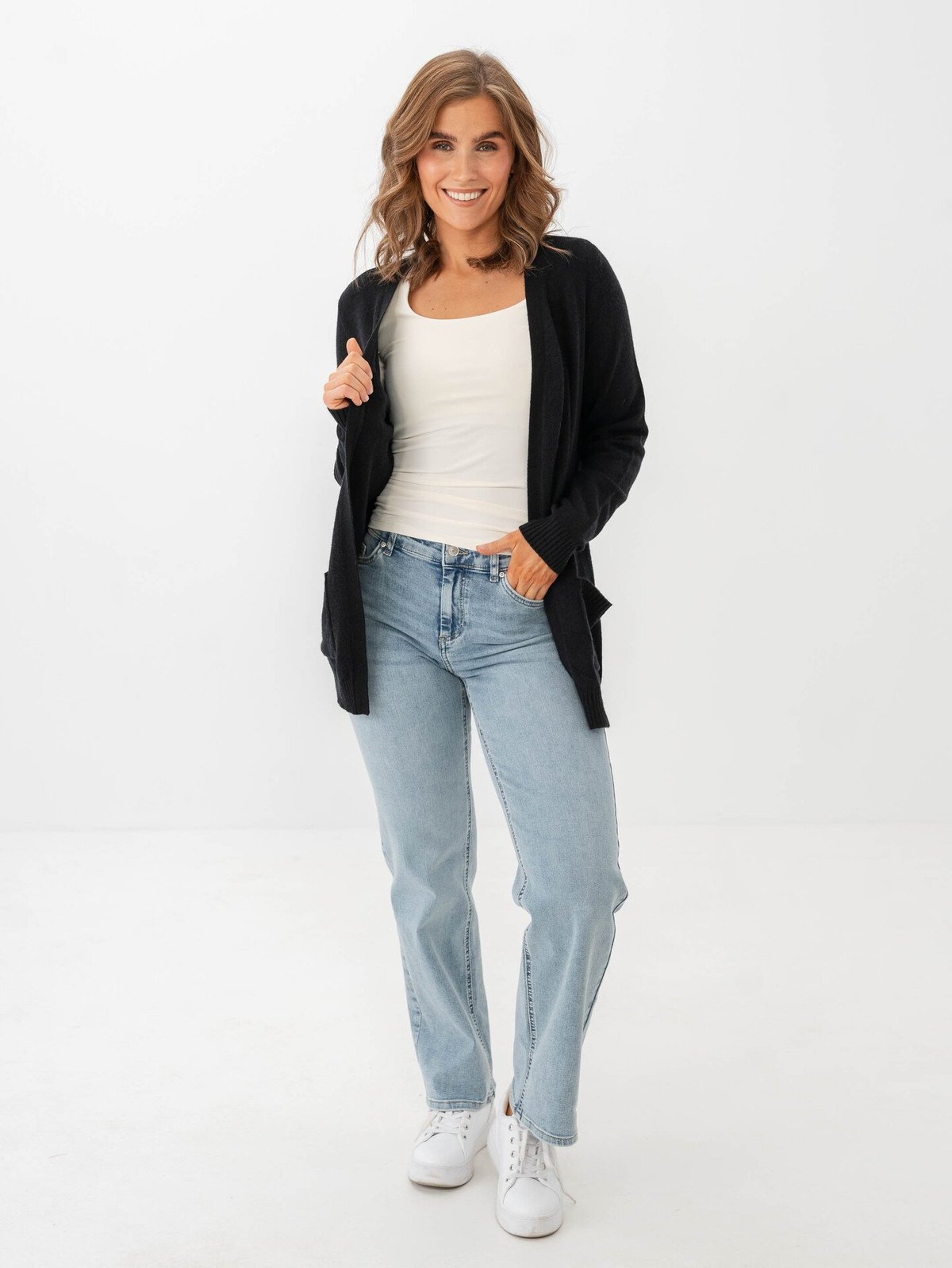 Only Lesly Long Sleeve Open Cardigan Knit Black