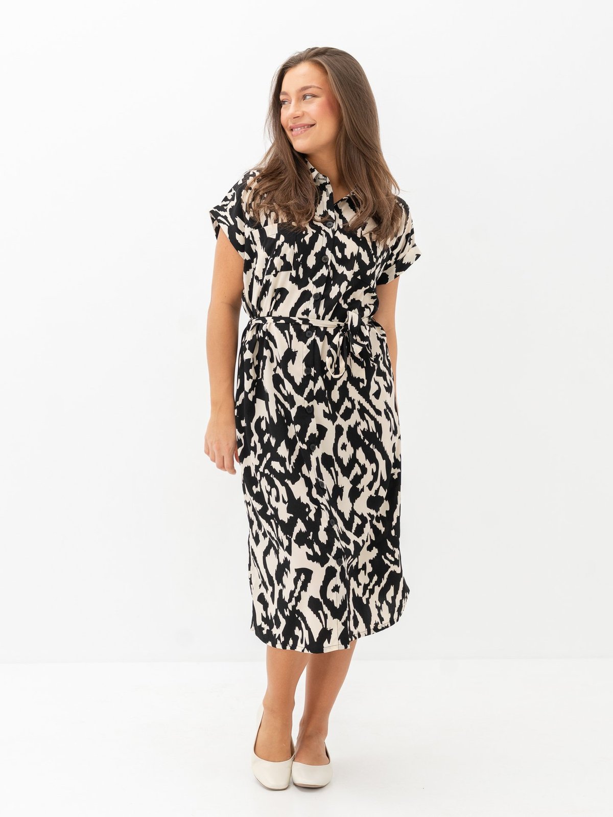 Only Hannover Short Sleeve Shirt Dress Birch / Black