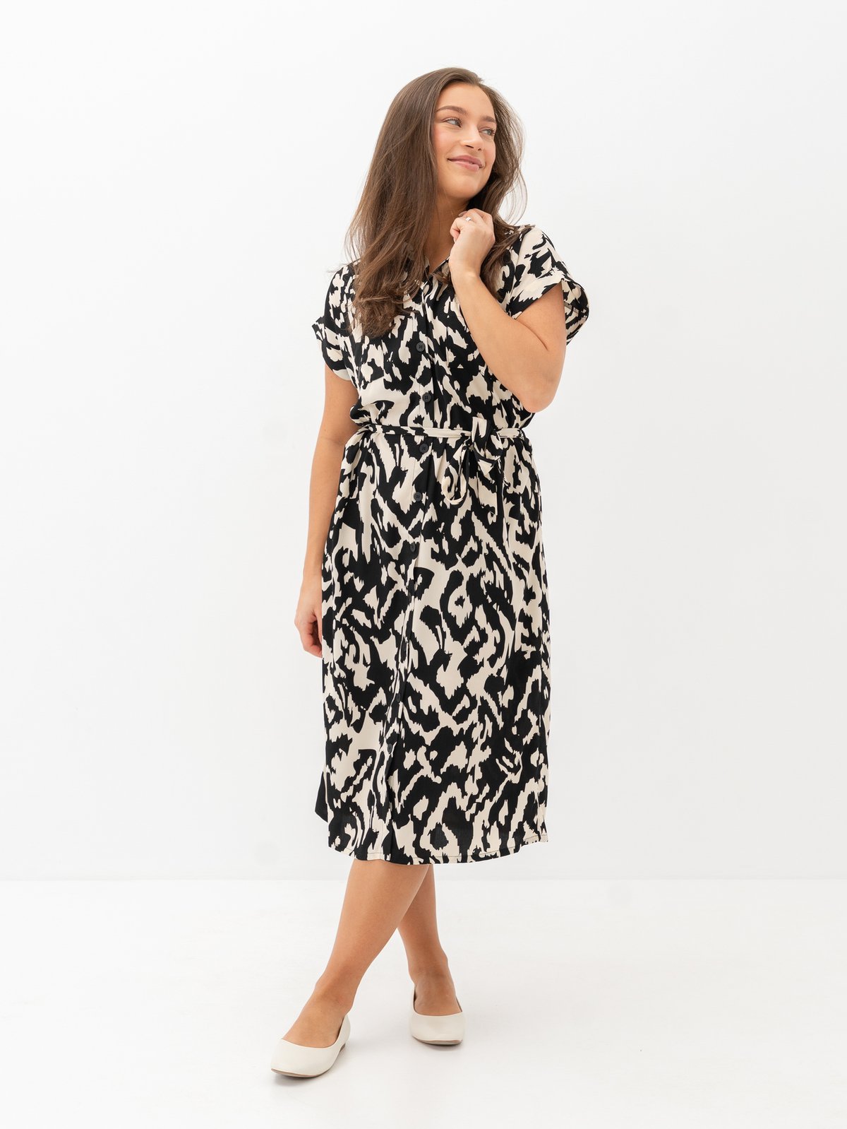 Only Hannover Short Sleeve Shirt Dress Birch / Black