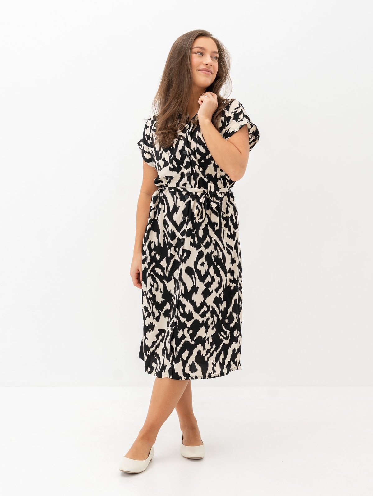 Only Hannover Short Sleeve Shirt Dress Birch / Black