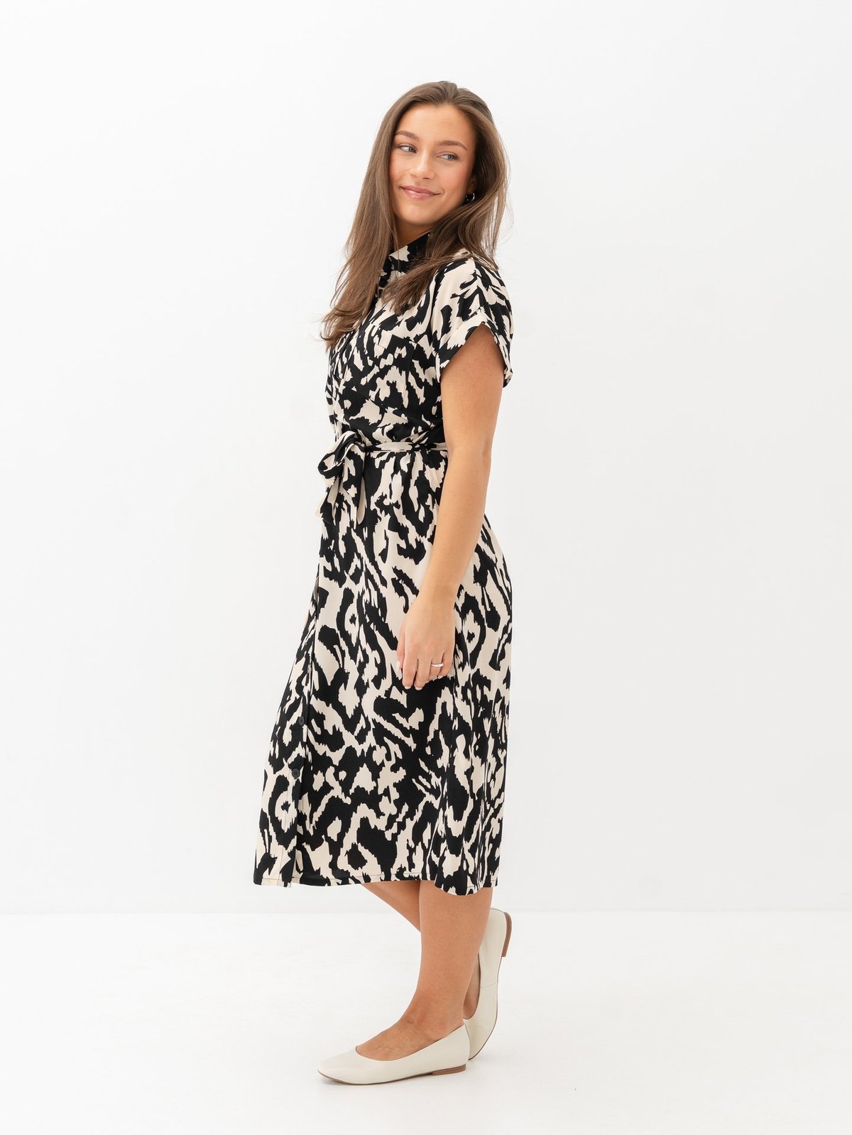 Only Hannover Short Sleeve Shirt Dress Birch / Black